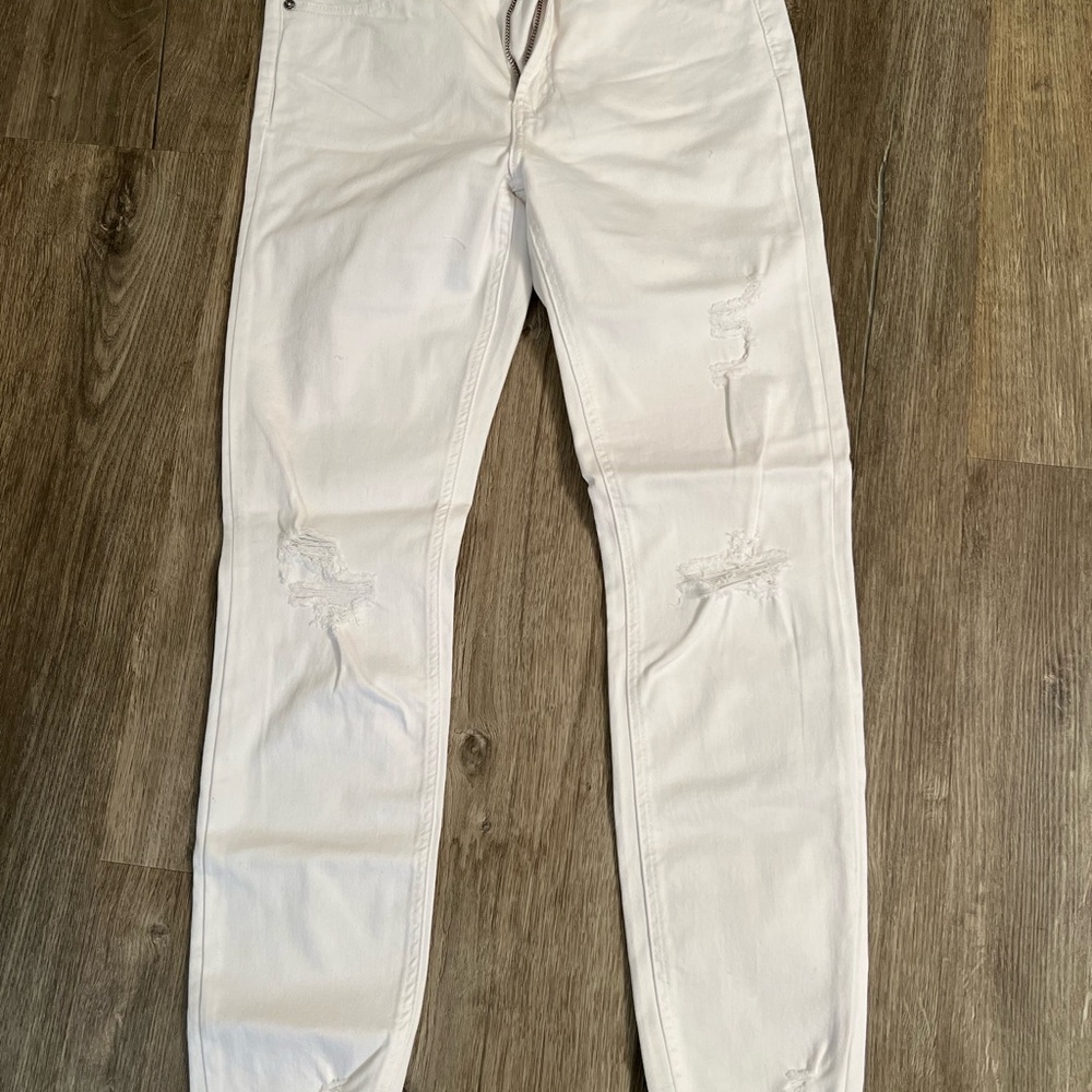 Silver Jeans White Distressed Skinny Jeans